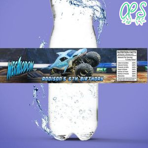 Megalodon monster Bottle Label Birthday Water Bottle Label Template to Print at Home Instant Download