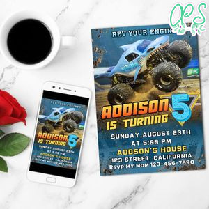 Megalodon monster Birthday Invitation Customizable Template to Print at Home Instant Download