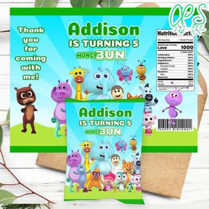 Reino Infantil Birthday Honey Buns Snack Bag Label Customizable Instant Download