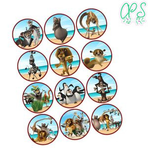 Madagascar Cupcake Toppers Template Printable Instant Download