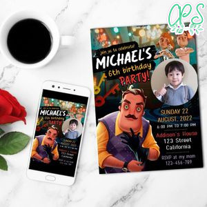 Hello Neighbor Mobile Invite Customizable Template Instant Download