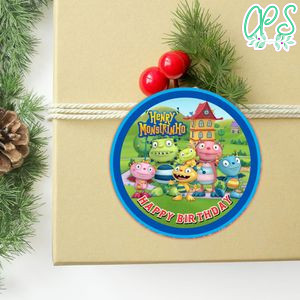 Henry Hugglemonster Circle Sticker Template Customizable to Print at Home Instant Download