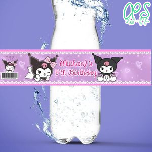Kuromi Birthday Water Bottle Label Template to Print at Home Instant Download