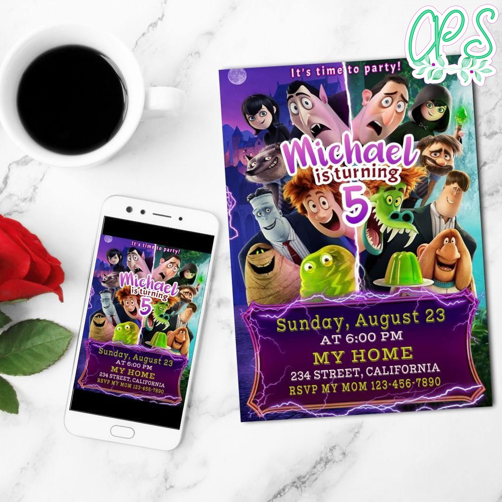 Hotel Transylvania Birthday Mobile Invite Customizable Template Instant Download