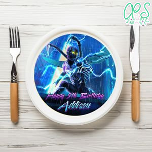 Blue beetle Birthday Plate Template Customizable to Print at Home Instant Download