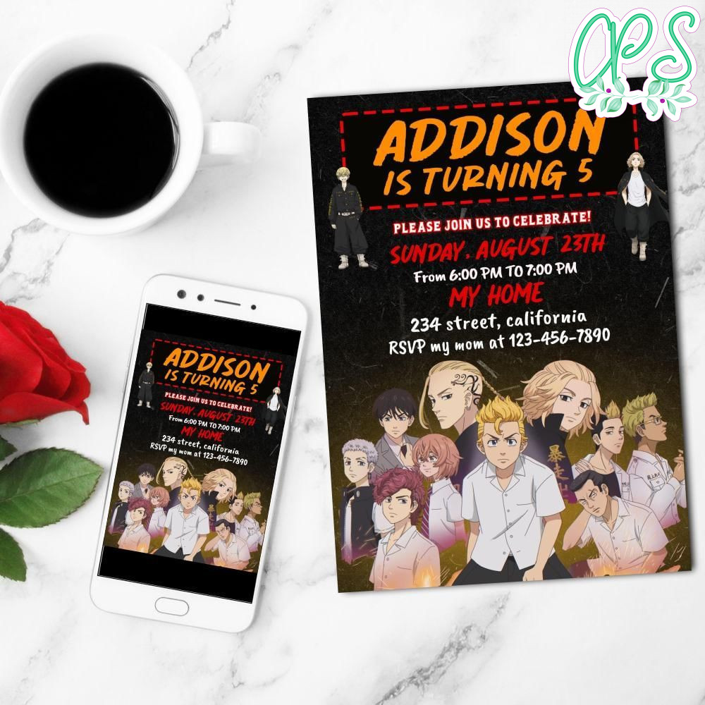 Tokyo Revengers Mobile Invite Customizable Template Instant Download