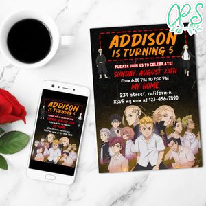 Tokyo Revengers Mobile Invite Customizable Template Instant Download