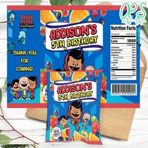 Xavier Riddle Birthday Party Fruit Snack Bag Digital File Printable Instant Download