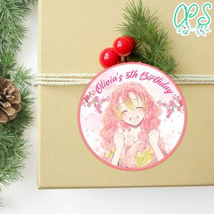 Mitsuri Circle Sticker Template Customizable to Print at Home Instant Download