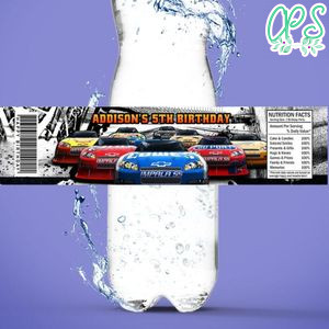 Nascar Bottle Label Birthday Water Bottle Label Template to Print at Home Instant Download