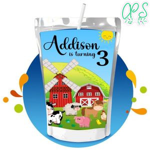 Barnyard Capri Sun Birthday Labels Digital File Printable Instant Download