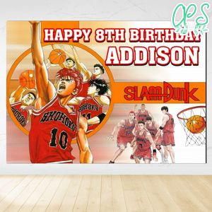 Slam dunk Birthday Backdrop Digital File Template Instant Download