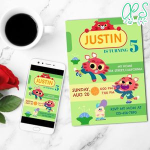 Paprika Twins Invitation Customizable Template to Print at Home Instant Download