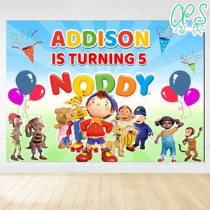Noddy And Friends Birthday Backdrop Digital File Template Instant Download