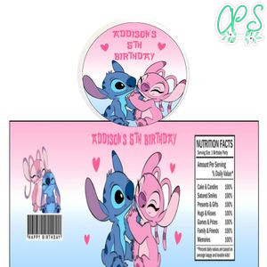 Stitch And Angel Pringles label Template Printable Instant Download