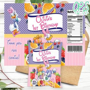 Daisy Duck Birthday Party Fruit Snack Bag Digital File Printable Instant Download