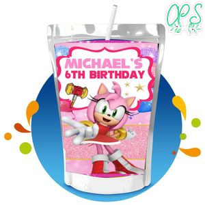 Amy rose Capri Sun Birthday Labels Digital File Printable Instant Download