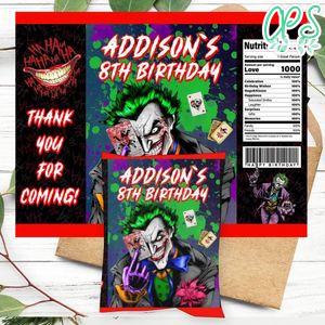 Joker Birthday Party Chip Bag Digital File Printable Instant Download