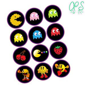 Pacman Cupcake Toppers Template Printable Instant Download