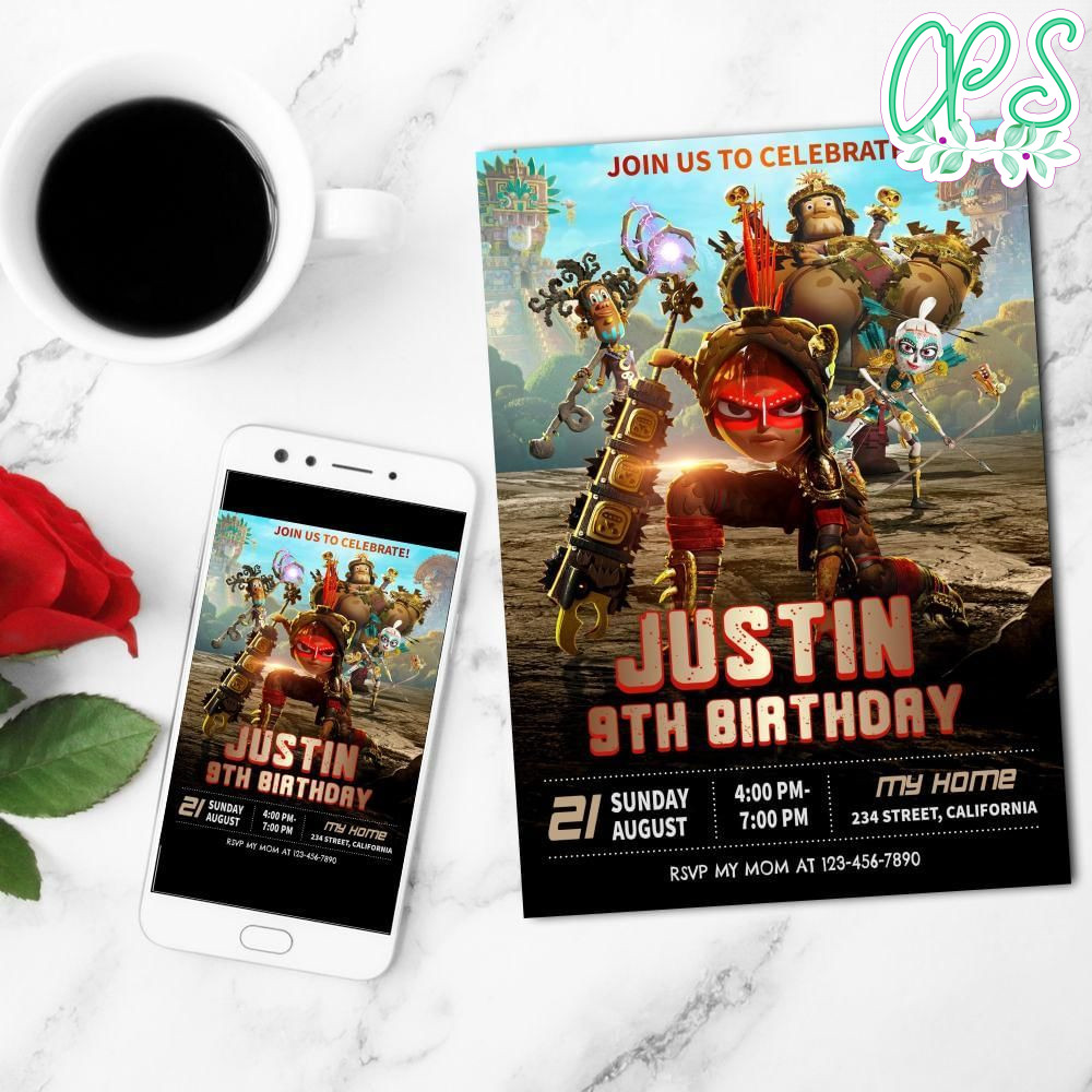 Maya And The Three Birthday Mobile Invite Customizable Template Instant Download