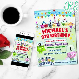 Alphablocks Birthday Invitation Customizable Template to Print at Home Instant Download