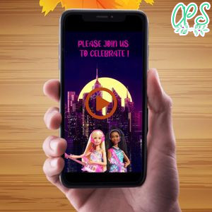 Barbie Big City Dream Birthday Video Invitation Digital Template Customizable Instant Download