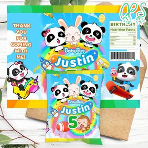 Baby Bus Panda Birthday Chip Bag Digital File Printable Instant Download