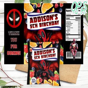 Deadpool Fruit Birthday Party Fruit Snack Bag Digital File Printable Instant Download
