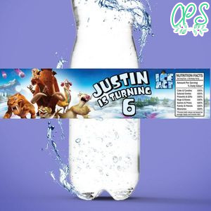 Ice Age Birthday Water Bottle Label Template to Print at Home Instant Download