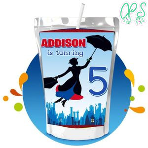 Mary Poppin Capri Sun Birthday Labels Digital File Printable Instant Download