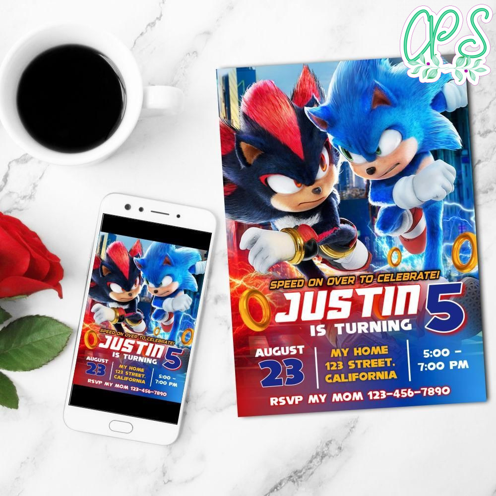 Sonic 3 Mobile Invite Customizable Template Instant Download