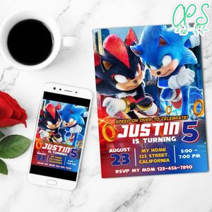 Sonic 3 Mobile Invite Customizable Template Instant Download