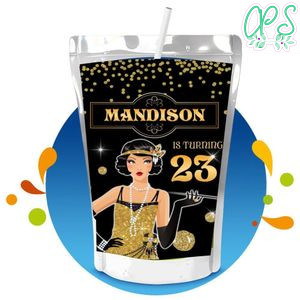 Flapper Capri Sun Birthday Label Digital File Printable Instant Download