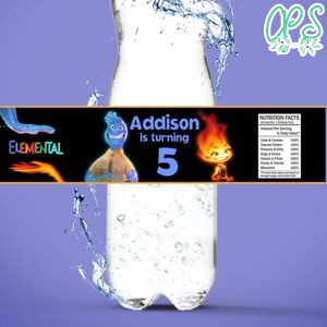 Elemental Pixar Birthday Water Bottle Label Template to Print at Home Instant Download