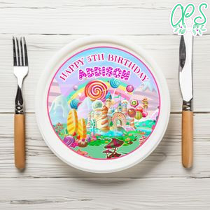 Candyland Birthday Birthday Plate Template Customizable To Print At Home Instant Download