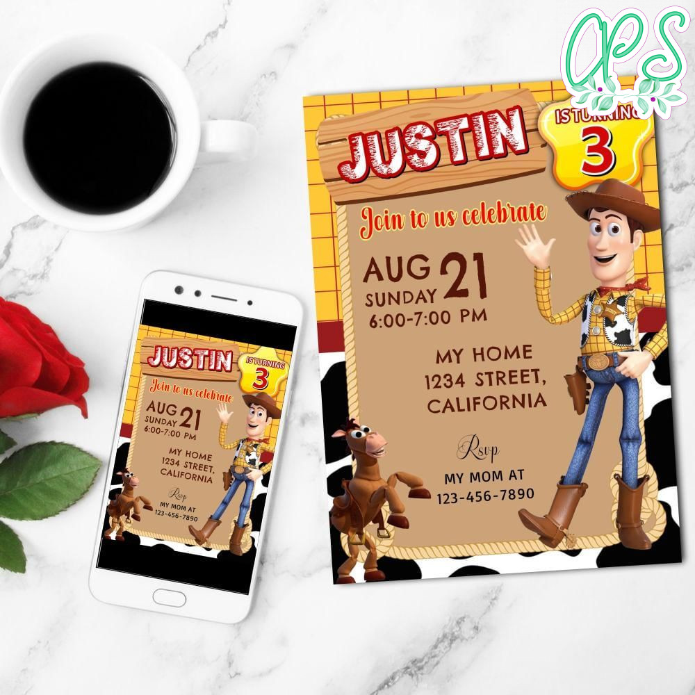 Woody Mobile Invite Customizable Template Instant Download
