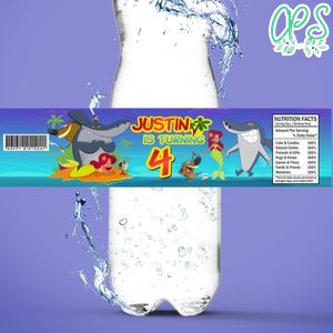Zig & Sharko Birthday Water Bottle Label Template to Print at Home Instant Download