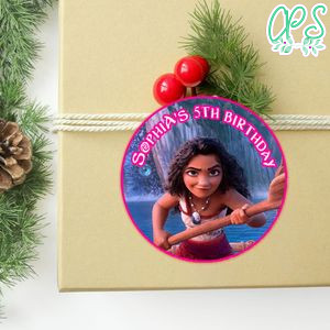 Moana 2 Circle Sticker Template Customizable To Print At Home Instant Download