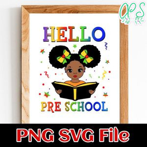 African Girl Hello Pre School PNG file template
