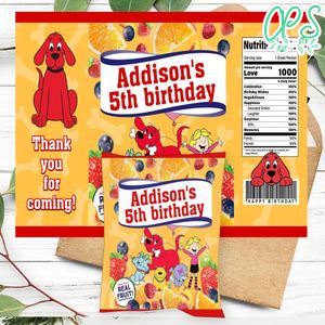 Clifford Birthday Party Fruit Snack Bag Digital File Printable Instant Download