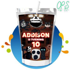 Doors scary game Capri Sun Birthday Labels Digital File Printable Instant Download