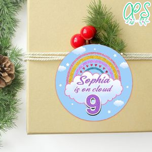 Cloud Nine Circle Sticker Template Customizable to Print at Home Instant Download