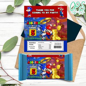 Sonic Mario Candy Bar Label Customizable Template Instant Download