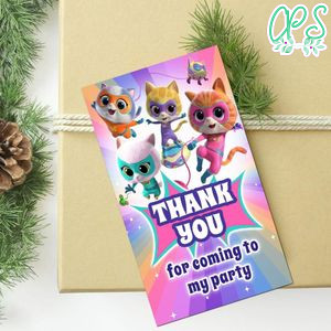 Super Kitties Thank You Tag Customizable Template To Print At Home Instant Download
