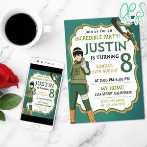 Rock Lee Birthday Invitation Customizable Template to Print at Home Instant Download