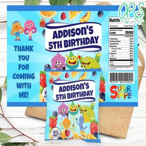 Super Simple Song Birthday Party Fruit Snack Bag Digital File Printable Instant Download