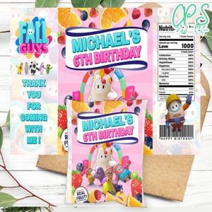 Fall Guys Birthday Party Fruit Snack Bag Digital File Printable Instant Download
