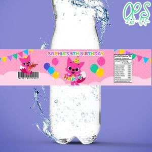 Pinkfong Birthday Water Bottle Label Template to Print at Home Instant Download