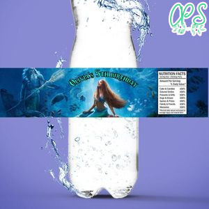 The Little Mermaid Birthday Water Bottle Label Template to Print at Home Instant Download