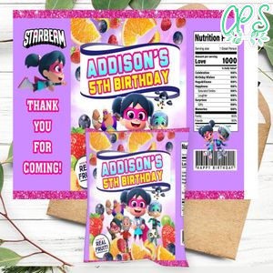 Starbeam Birthday Party Fruit Snack Bag Digital File Printable Instant Download